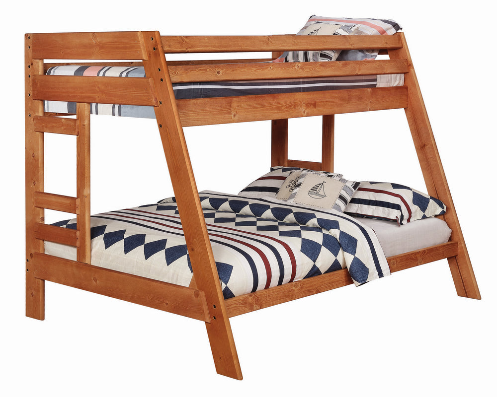 Wrangle Hill Amber Wash Wood Twin/Full Bunk Bed