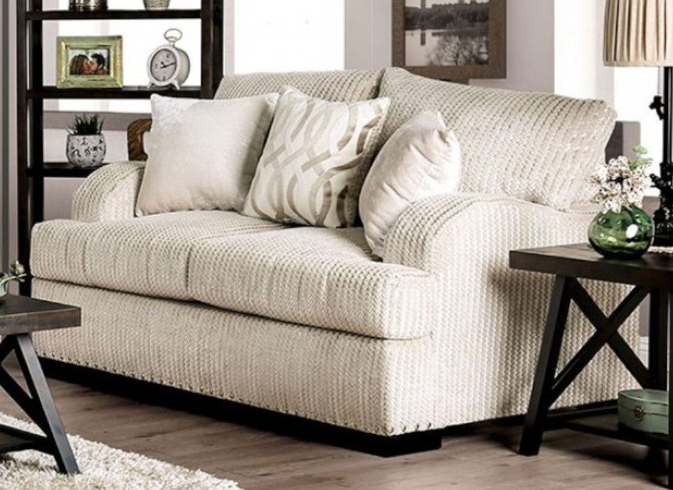 Zayla Golden Ivory Chenille Loveseat