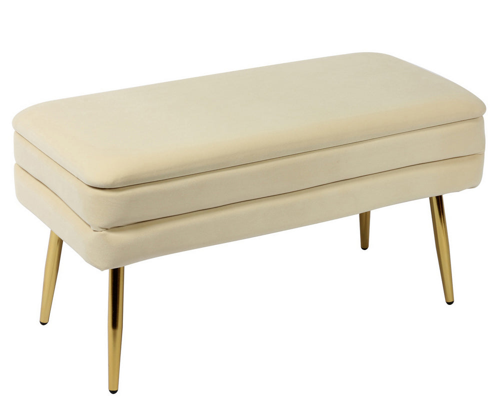 Ziva Cream Velvet Storage Bench