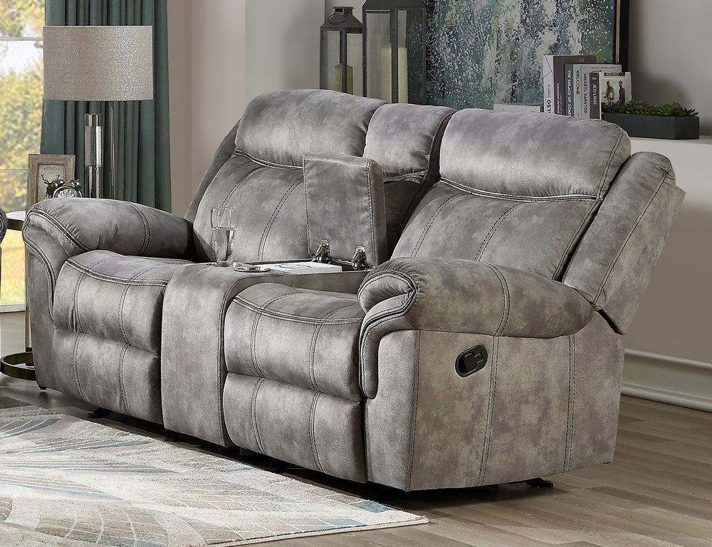 Zubaida 2-Tone Gray Velvet Manual Recliner Loveseat