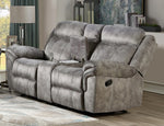 Zubaida 2-Tone Gray Velvet Manual Recliner Loveseat