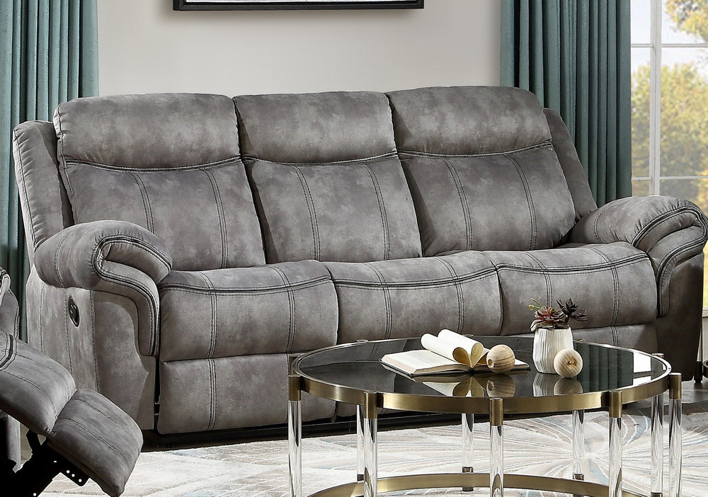 Zubaida 2-Tone Gray Velvet Manual Recliner Sofa