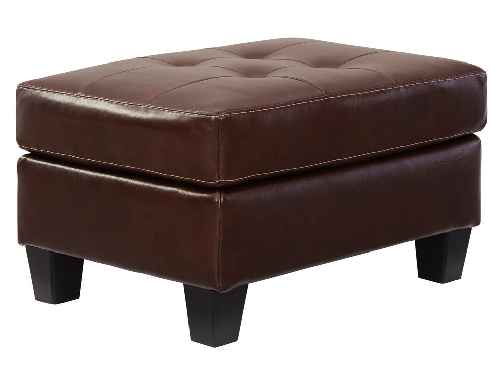 Altonbury Walnut Leather Ottoman