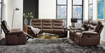 Aashi Brown Leather-Gel Match Manual Recliner Sofa