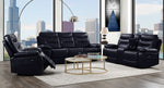 Aashi Navy Leather-Gel Match Manual Recliner Sofa