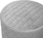 Abir Grey Velvet Ottoman with Diamond Pattern