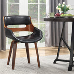 Adelia Black Faux Leather/Wood Arm Chair