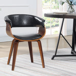 Adelia Black PU Leather/Wood Arm Chair