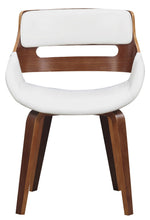 Adelia White Faux Leather/Wood Arm Chair