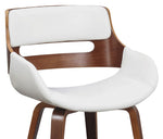 Adelia White Faux Leather/Wood Arm Chair