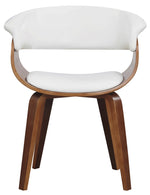 Adelia White PU Leather/Wood Arm Chair