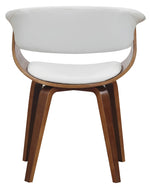 Adelia White PU Leather/Wood Arm Chair