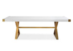 Adeline White/Gold Metal Dining Table (Oversized)