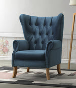 Adonis Azure Blue Velvet Button Tufted Accent Chair