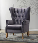 Adonis Gray Velvet Button Tufted Accent Chair