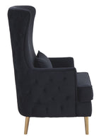 Alina Black Velvet Tall Back Accent Chair