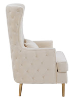 Alina Cream Velvet Tall Back Accent Chair