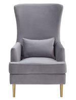 Alina Grey Velvet Tall Back Accent Chair