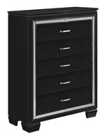 Allura Black Wood 5-Drawer Chest w/Alligator Embossing