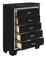 Allura Black Wood 5-Drawer Chest w/Alligator Embossing