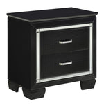 Allura Black Wood Nightstand with Alligator Embossing