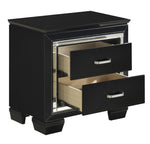 Allura Black Wood Nightstand with Alligator Embossing