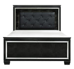 Allura Black Wood Queen Bed with LED Lighting