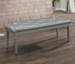 Allura Silver PU Leather/Wood Tufted Bed Bench