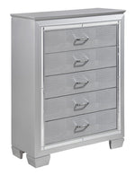 Allura Silver Wood 5-Drawer Chest w/Alligator Embossing