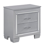 Allura Silver Wood Nightstand with Alligator Embossing