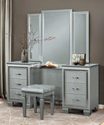 Allura Silver Wood Vanity Table with Mirror