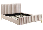 Angela Contemporary Blush Velvet King Platform Bed