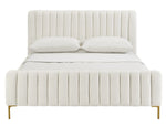 Angela Contemporary Cream Velvet King Platform Bed