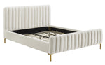 Angela Contemporary Cream Velvet King Platform Bed