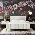 Angela Contemporary Cream Velvet King Platform Bed