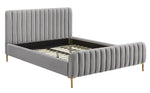 Angela Contemporary Grey Velvet Queen Platform Bed