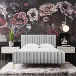 Angela Contemporary Grey Velvet Queen Platform Bed