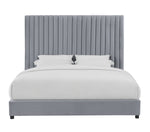 Arabelle Grey Velvet King Platform Bed (Oversized)