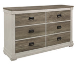 Arcadia White & Weathered Gray Wood 6-Drawer Dresser