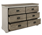 Arcadia White & Weathered Gray Wood 6-Drawer Dresser