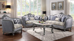 Ariadne Fabric/Platinum Wood Loveseat with 3 Pillows