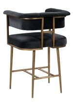 Astrid Grey Velvet/Antique Brass Iron Counter Height Stool