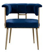 Astrid Navy Velvet/Antique Brass Iron Arm Chair