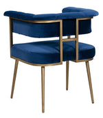 Astrid Navy Velvet/Antique Brass Iron Arm Chair