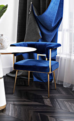 Astrid Navy Velvet/Antique Brass Iron Arm Chair