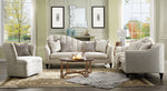 Athalia Shimmering Pearl Fabric Sofa with 4 Pillows