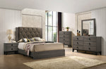 Avantika Rustic Gray Oak Wood/Fabric King Bed