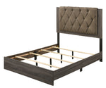 Avantika Rustic Gray Oak Wood/Fabric Queen Bed