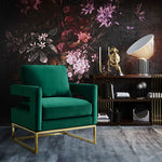 Avery Green Velvet Accent Chair