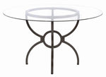 Aviano Clear Glass/Gunmetal Metal Round Dining Table